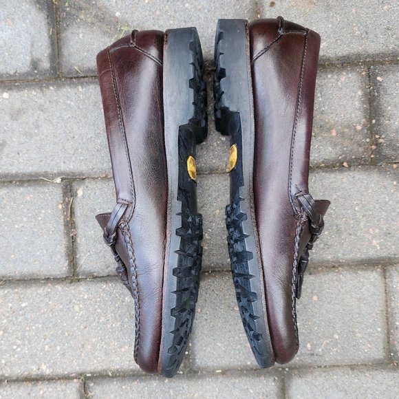 Men\'s LL Bean Dark Brown Soft Leather Winter Sole Leather Tasseled Loafers 11.5D main image 4